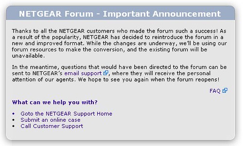 Netgear forum: so long and thanks for all the fish
