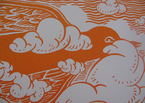 orange bird print