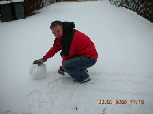 Rolling a snowman