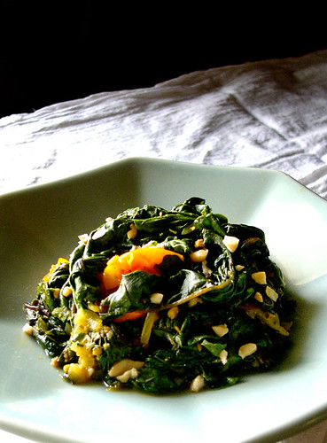 swiss chard with coriander and peanuts