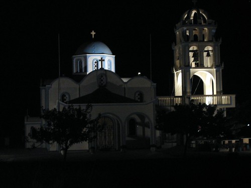 Greek Orthodox church by night, Santorini