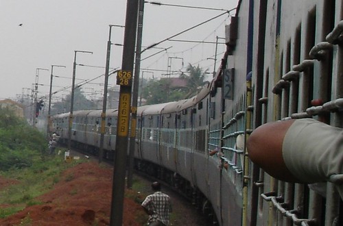 A Train Moving away from the station