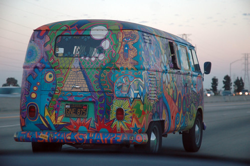 automobile 405 freeway hippie van psychedelic hippievan buspaintedart