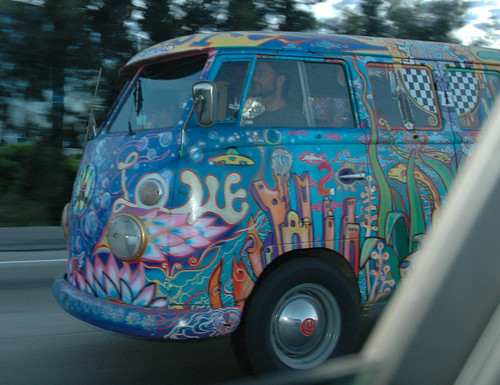  automobile 405 freeway hippie van psychedelic hippievan buspaintedart