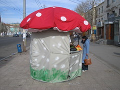 Mushroom shaped kiosk