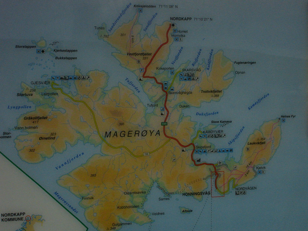 Map showing Nordkapp, Norway