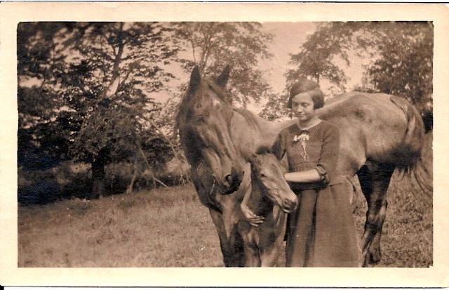 Ethel Whitman with Old Kate and her colt