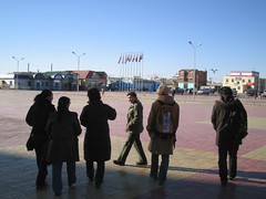 In front of the Zamin-uud station.