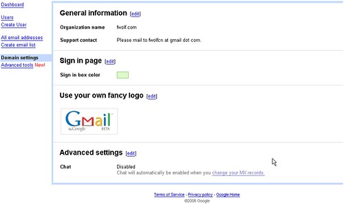 gmail for your domain 的域名设置功能