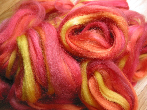 dyed Tussah silk, sunfires