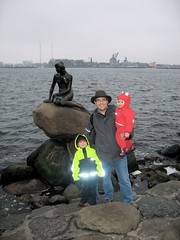 Ken and Kids in front of the Little Mermaid