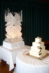 Ice sculpture and wedding cake at Aunty Lana's wedding