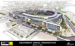 Proposed Washington Nationals Stadium Design, southwest aerial perspective