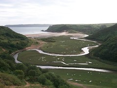 Three Cliffs Bay from the coastal road, Gower