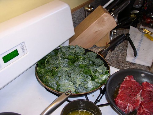 sauteeing the kale