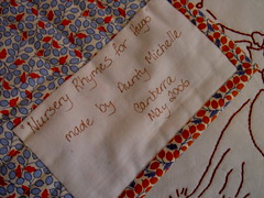 Label for Hugo's quilt