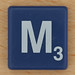 Scrabble White Letter on Blue M