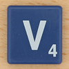 Scrabble White Letter on Blue V