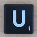 Scrabble White Letter on Black U