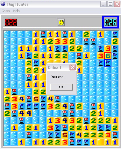 minesweeper flags defeat