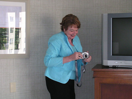Pat, having trouble with her camera
