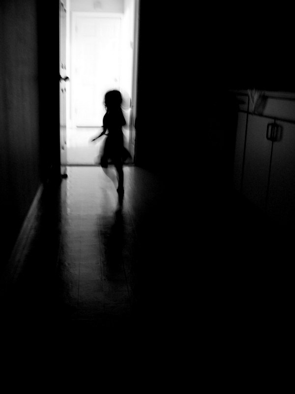 two year old child running to door