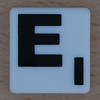 Scrabble Black Letter on White E