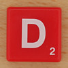 Scrabble White Letter on Red D