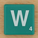 Scrabble White Letter on Green W