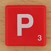 Scrabble White Letter on Red P