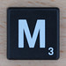 Scrabble White Letter on Black M