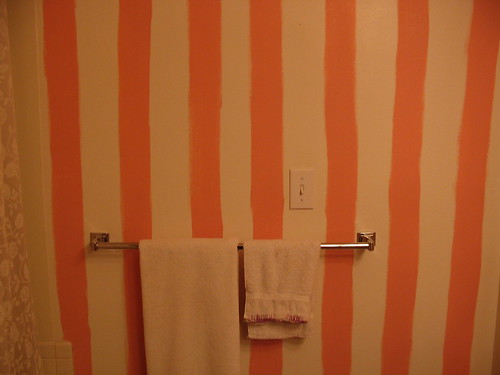 Bathroom of wobbly pink stripes