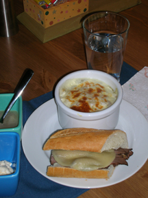 French Onion Soup & Roast Beef Baguette