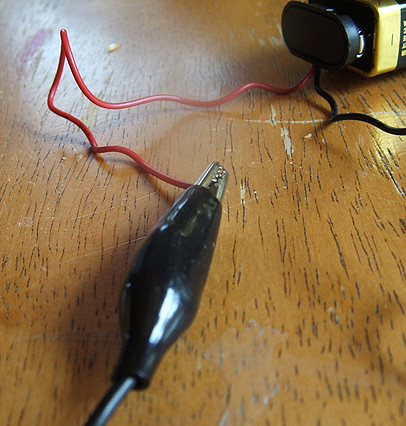 HS: electric potato writing - lead attached to battery