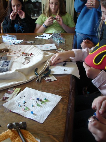 Girl Scout Class Keyring Creations making