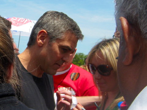 George Clooney arriving at Darfur Rally Washington DC