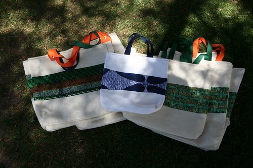 African tote bags in the shadows