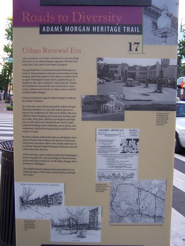 Urban renewal, Adams-Morgan Heritage Trail Sign