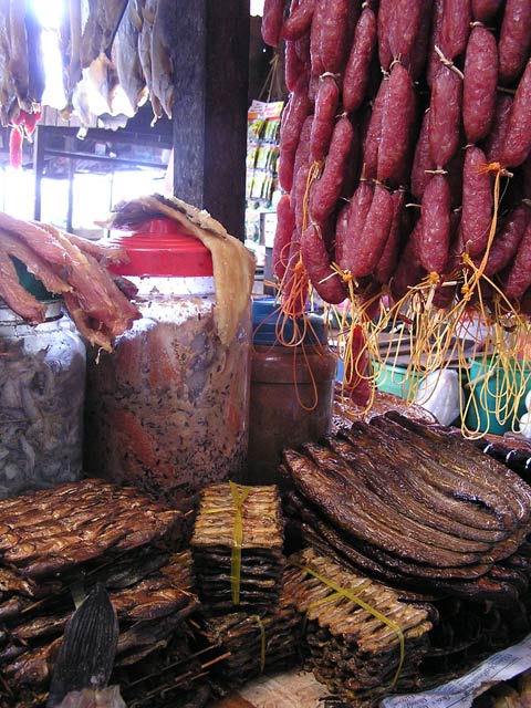 Prahok and dried fish at Russian Market