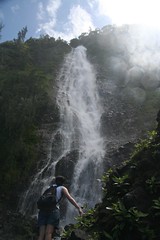 Shveta hiking by the falls