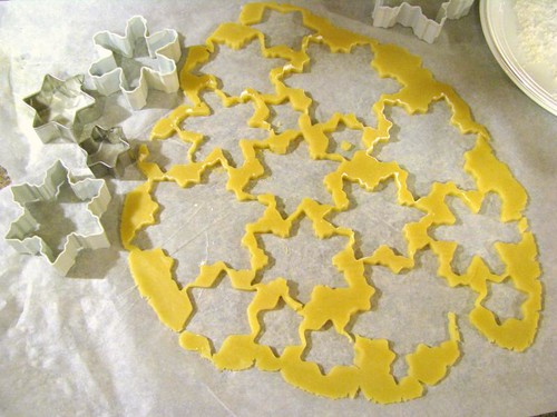 cutting out cookie dough