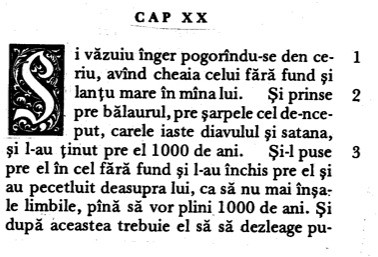 Apocalipsa 20 în Traducerea București de la 1688