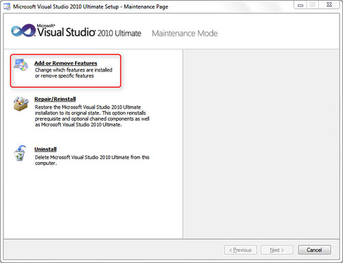 Modifying Visual Studio 2010 Installation