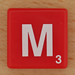 Scrabble White Letter on Red M