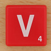 Scrabble White Letter on Red V
