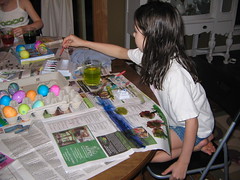 Abigail coloring eggs