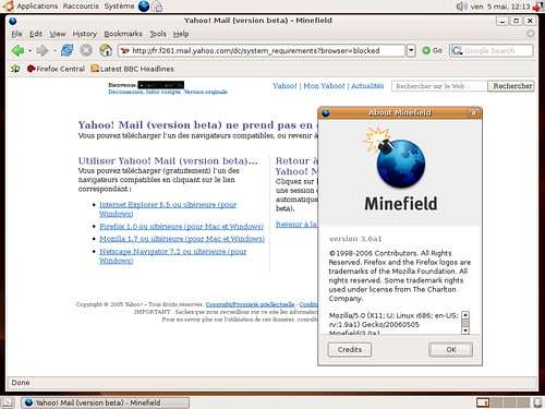 Yahoo Mail et Minefield sous Ubuntu Linux...