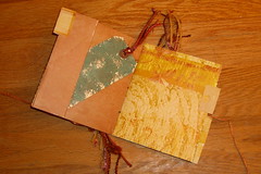 Distressed paper bag mini-book detail