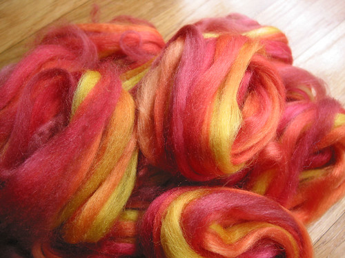 dyed Tussah silk, sunfires