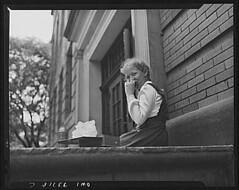 Girl Eating Lunch at Elmer Avenue School Schenectady June 1943